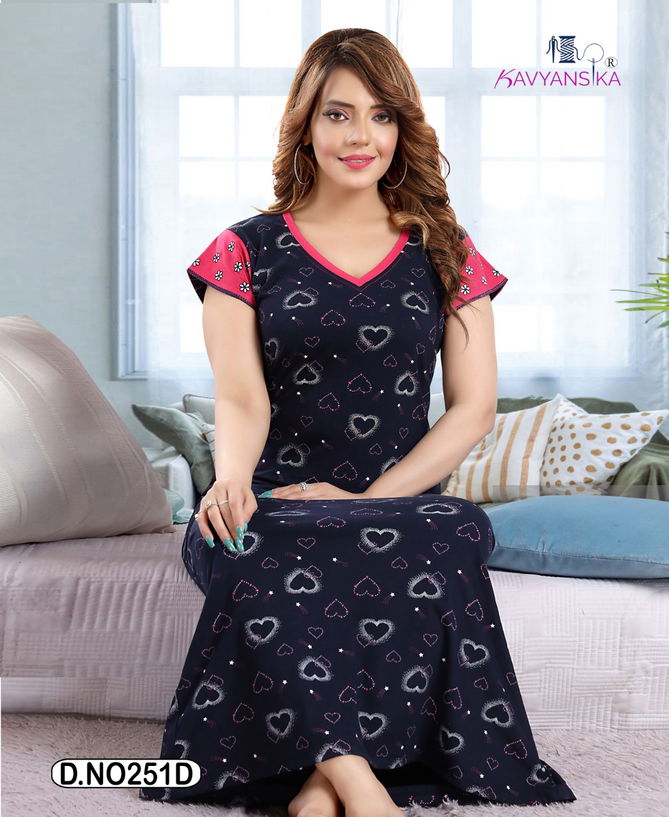 Kavyansika Printed 251 Fancy Nighty Hosiery Cotton Night Wear Collection